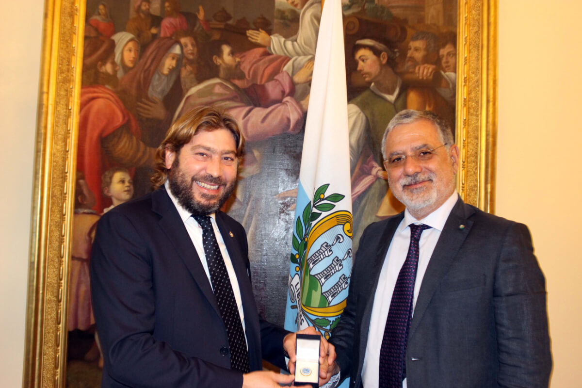 Il Segretario Federico Pedini Amati a colloquio con il Segretario Generale dell’Assemblea Parlamentare del Mediterraneo Sergio Piazzi