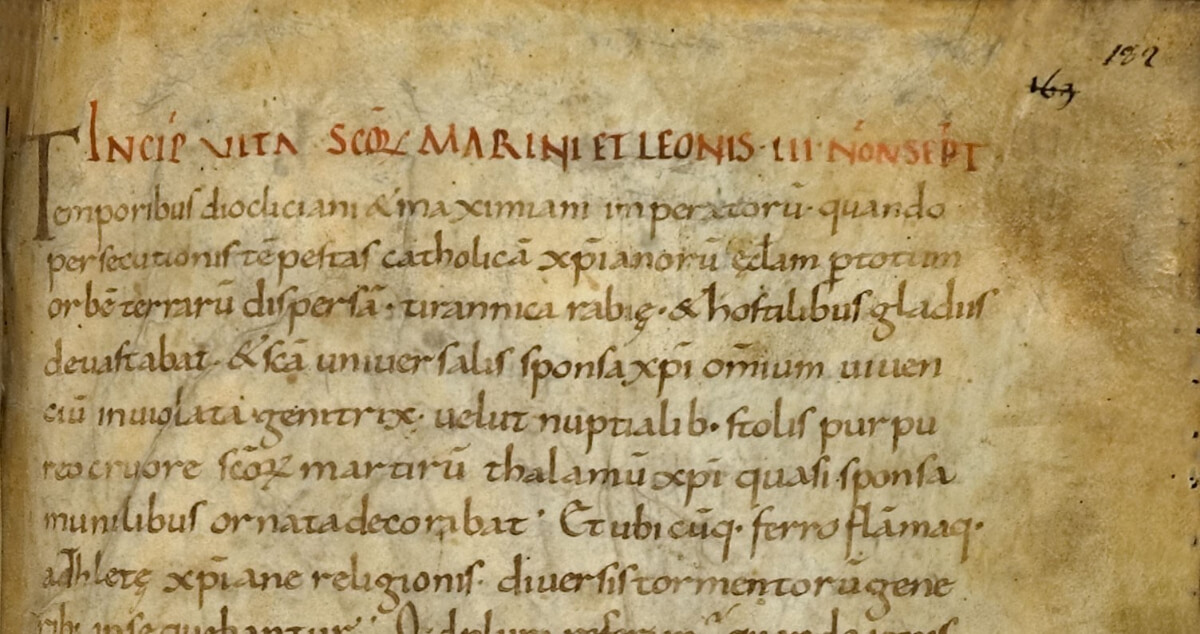 Ex universis Europe partibus: journey to the origins of San Marino through an ancient manuscript